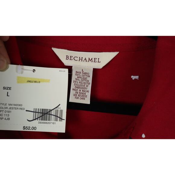 NWT Bechamel Red Christmas Sweater Button Down Snowman Embroidered Large - Picture 6 of 8